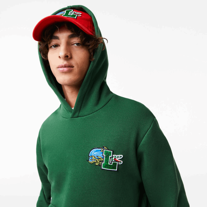verde 132 VVL0A1132 hombres Lacoste sudadera con capucha y estampado de cómic