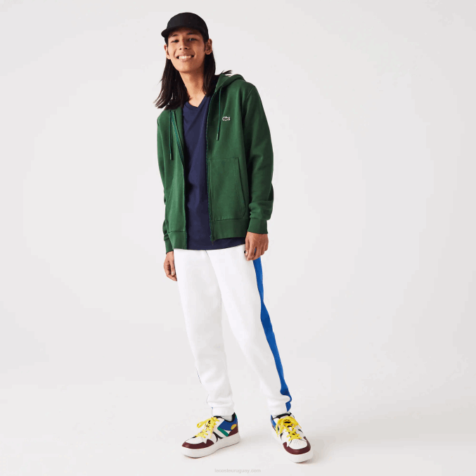 verde 132 VVL0A1135 hombres Lacoste sudadera con cremallera y bolsillo canguro