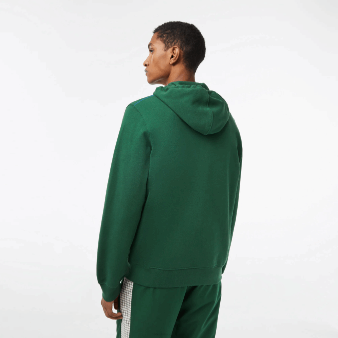 verde 132 VVL0A321 hombres Lacoste sudadera con capucha y cremallera sin cepillar