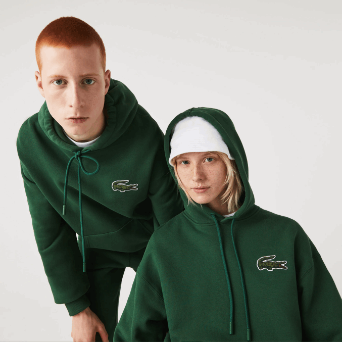 verde 132 VVL0A367 hombres Lacoste sudadera holgada de algodón orgánico con capucha