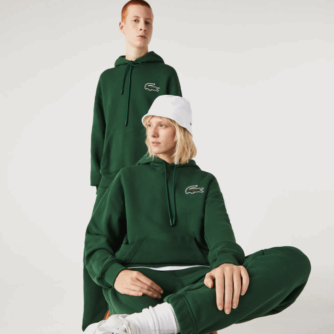 verde 132 VVL0A367 hombres Lacoste sudadera holgada de algodón orgánico con capucha