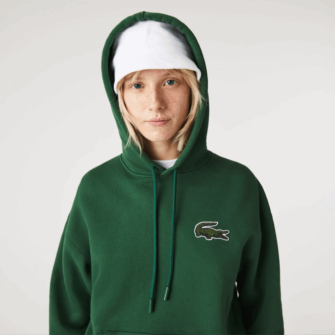 verde 132 VVL0A367 hombres Lacoste sudadera holgada de algodón orgánico con capucha