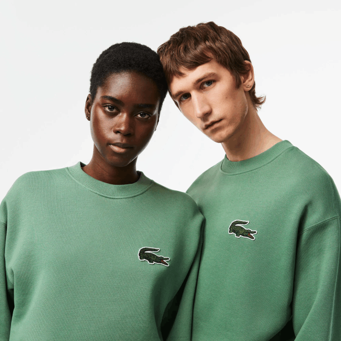 verde caqui kx5 VVL0A325 hombres Lacoste sudadera holgada con insignia de cocodrilo