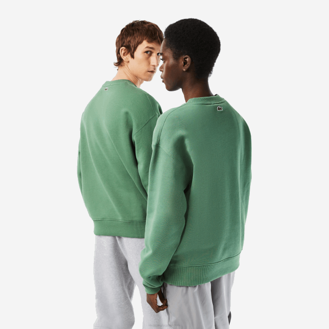 verde caqui kx5 VVL0A325 hombres Lacoste sudadera holgada con insignia de cocodrilo
