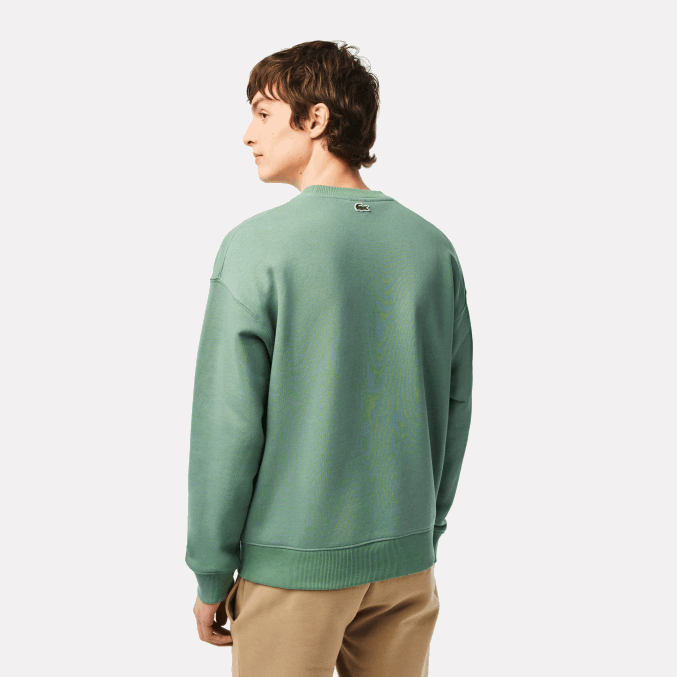 verde caqui kx5 VVL0A361 hombres Lacoste sudadera holgada con cuello redondo y estampado de cocodrilo