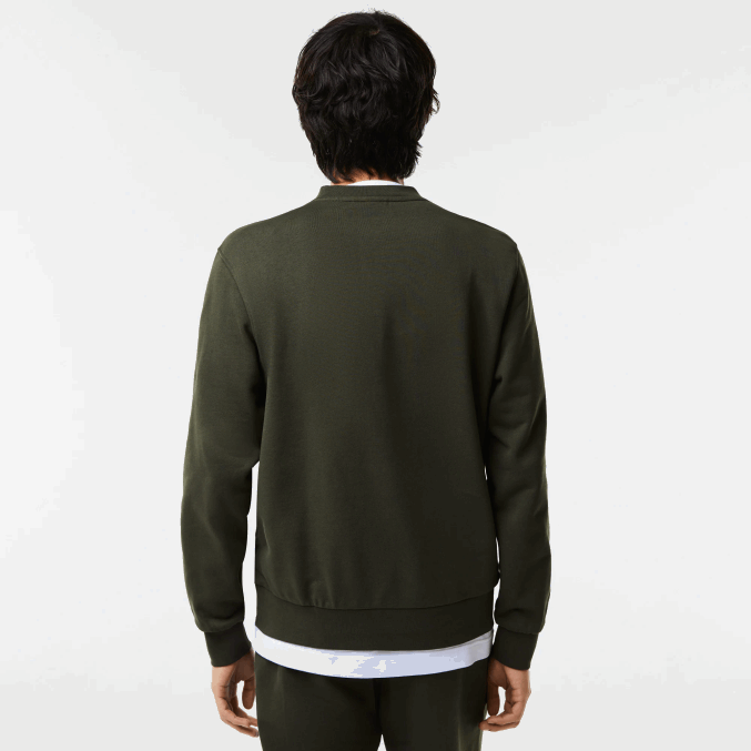 verde caqui s7t VVL0A1041 hombres Lacoste sudadera de corte clásico con letras en contraste