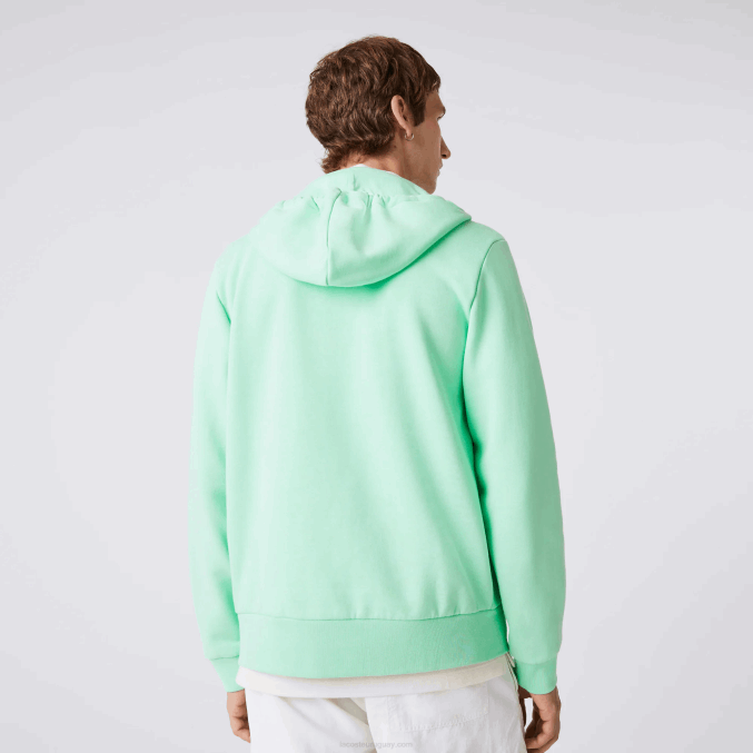 verde claro 0vz VVL0A1171 hombres Lacoste sudadera con cremallera y bolsillo canguro