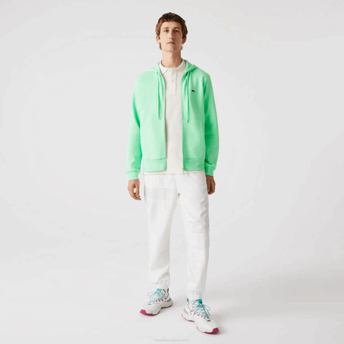 verde claro 0vz VVL0A1171 hombres Lacoste sudadera con cremallera y bolsillo canguro