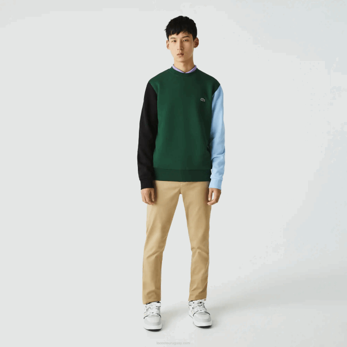 verde negro azul ug6 VVL0A1096 hombres Lacoste sudadera de felpa cepillada