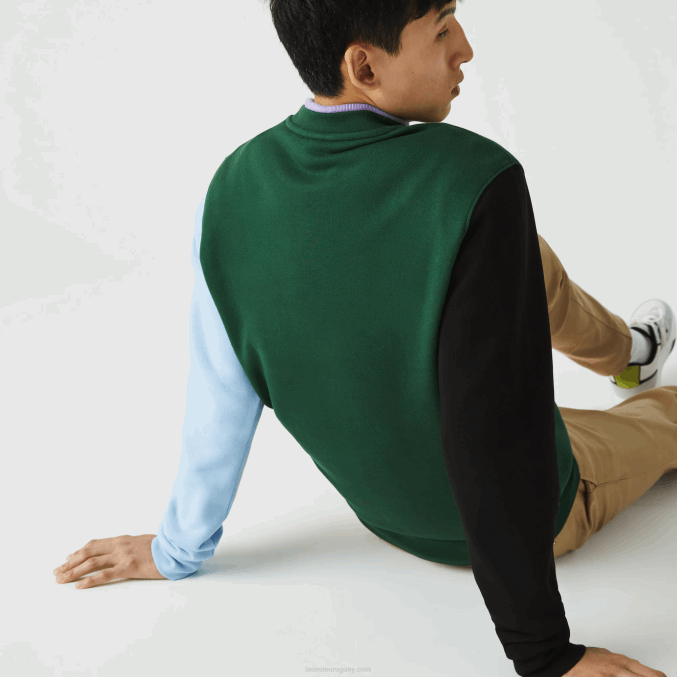 verde negro azul ug6 VVL0A1096 hombres Lacoste sudadera de felpa cepillada