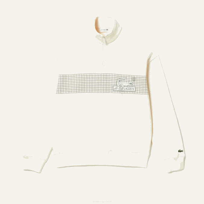 xfj blanco VVL0A282 hombres Lacoste sudadera holgada de algodón orgánico con cremallera en el cuello