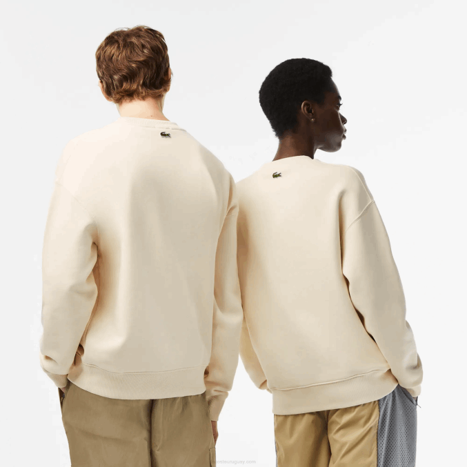 xfj blanco VVL0A324 hombres Lacoste sudadera holgada con insignia de cocodrilo