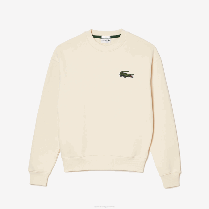 xfj blanco VVL0A324 hombres Lacoste sudadera holgada con insignia de cocodrilo