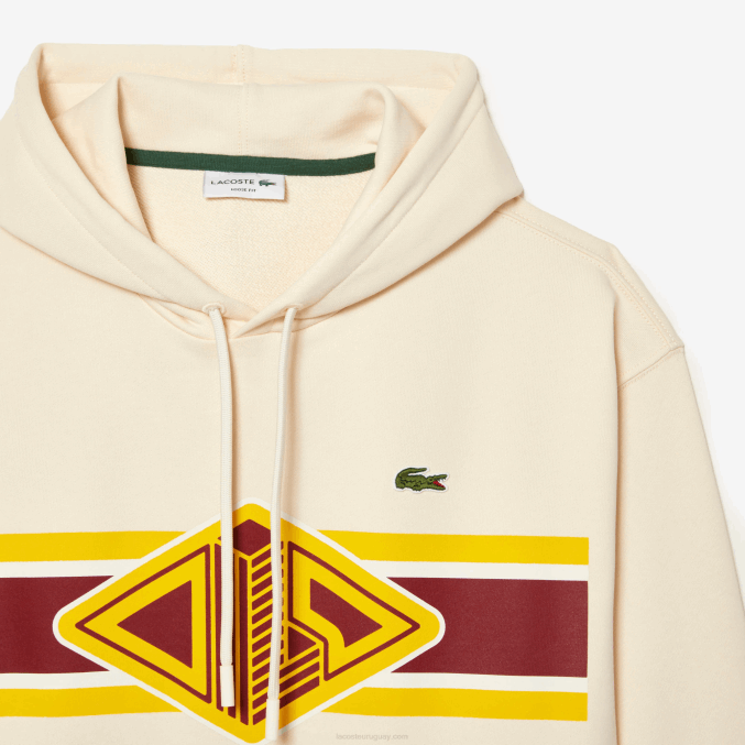 xfj blanco VVL0A334 hombres Lacoste sudadera con capucha y corte holgado