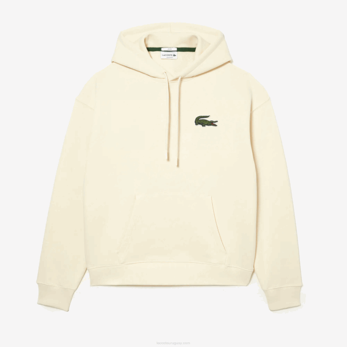 xfj blanco VVL0A365 hombres Lacoste sudadera holgada de algodón orgánico con capucha