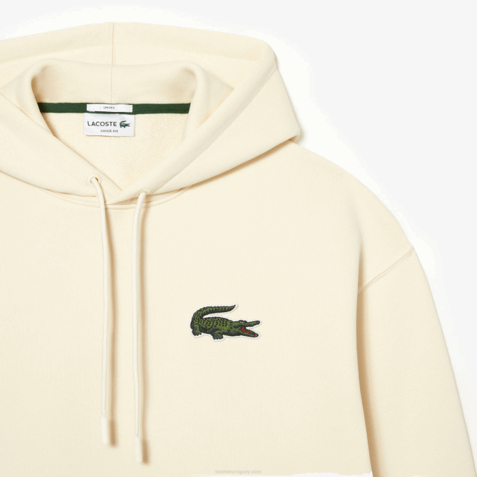xfj blanco VVL0A365 hombres Lacoste sudadera holgada de algodón orgánico con capucha
