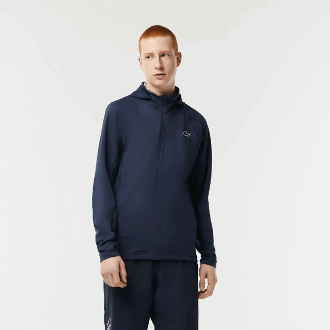 xie azul VVL0A335 hombres Lacoste sudadera deportiva con cremallera y cuello alto