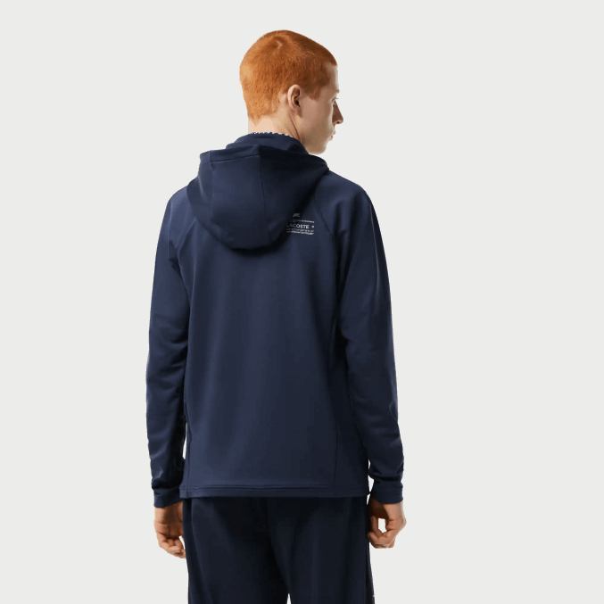 xie azul VVL0A335 hombres Lacoste sudadera deportiva con cremallera y cuello alto