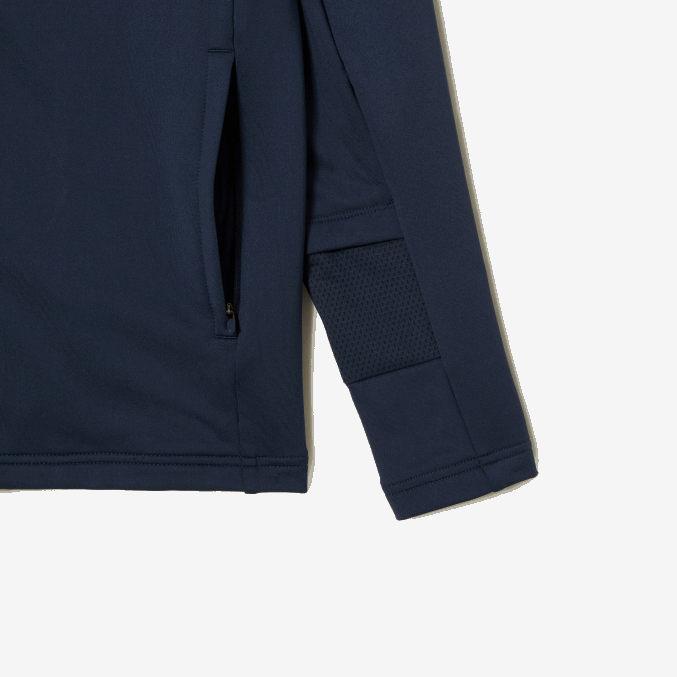 xie azul VVL0A335 hombres Lacoste sudadera deportiva con cremallera y cuello alto