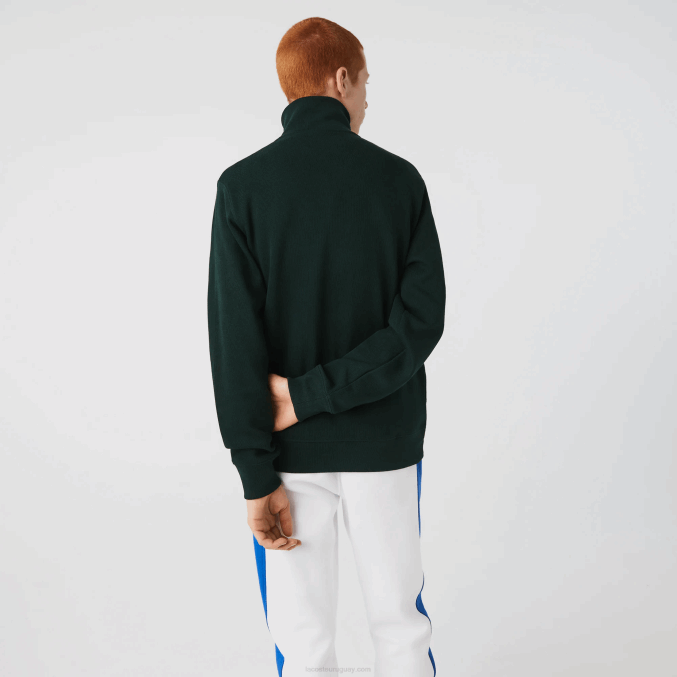 yzp verde VVL0A953 hombres Lacoste sudadera con cremallera y cuello alto