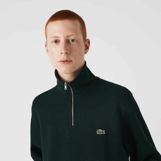 yzp verde VVL0A953 hombres Lacoste sudadera con cremallera y cuello alto