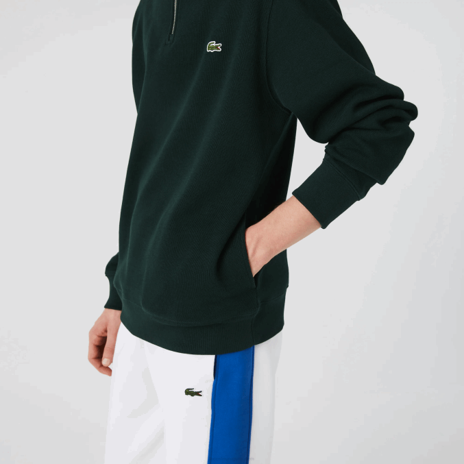yzp verde VVL0A953 hombres Lacoste sudadera con cremallera y cuello alto