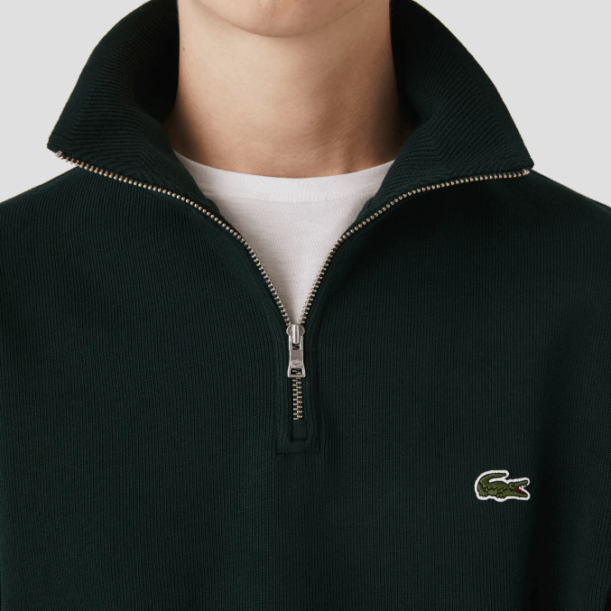 yzp verde VVL0A953 hombres Lacoste sudadera con cremallera y cuello alto