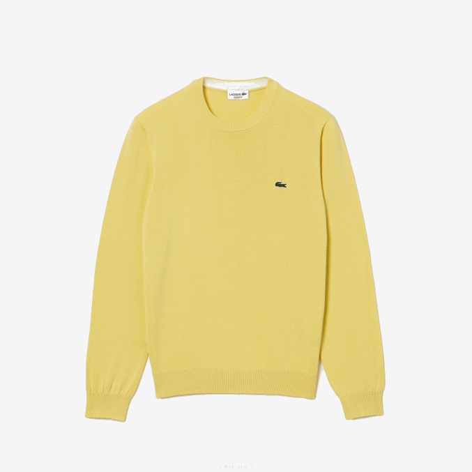 amarillo 107 VVL0A1617 hombres Lacoste jersey de algodón orgánico con cuello redondo