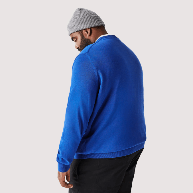 azul k1q VVL0A1491 hombres Lacoste jersey de algodón orgánico con cuello redondo