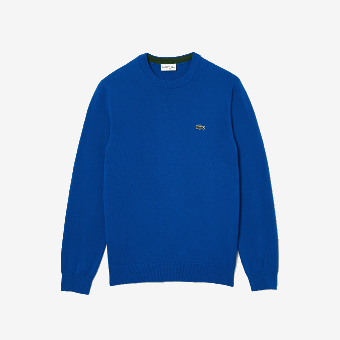 azul k1q VVL0A1491 hombres Lacoste jersey de algodón orgánico con cuello redondo