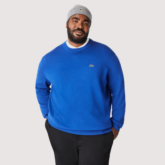 azul k1q VVL0A1491 hombres Lacoste jersey de algodón orgánico con cuello redondo
