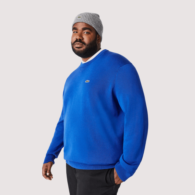 azul k1q VVL0A1491 hombres Lacoste jersey de algodón orgánico con cuello redondo