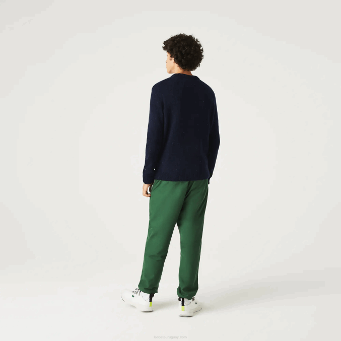 azul marino 7cg VVL0A1507 hombres Lacoste suéter de corte regular en jersey de lana con estampado jaspeado