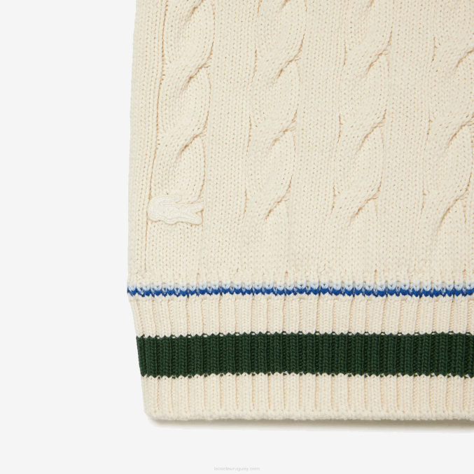 blanco r1t VVL0A504 hombres Lacoste chaleco de punto de ochos en algodón orgánico
