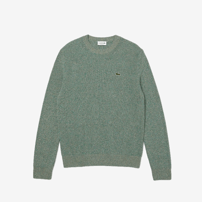 blanco verde beige ayq VVL0A1621 hombres Lacoste jersey de punto jaspeado con cuello redondo