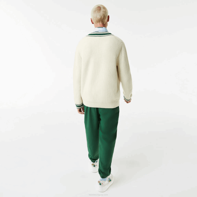 blanco verde x0n VVL0A1377 hombres Lacoste suéter con insignia de cómic