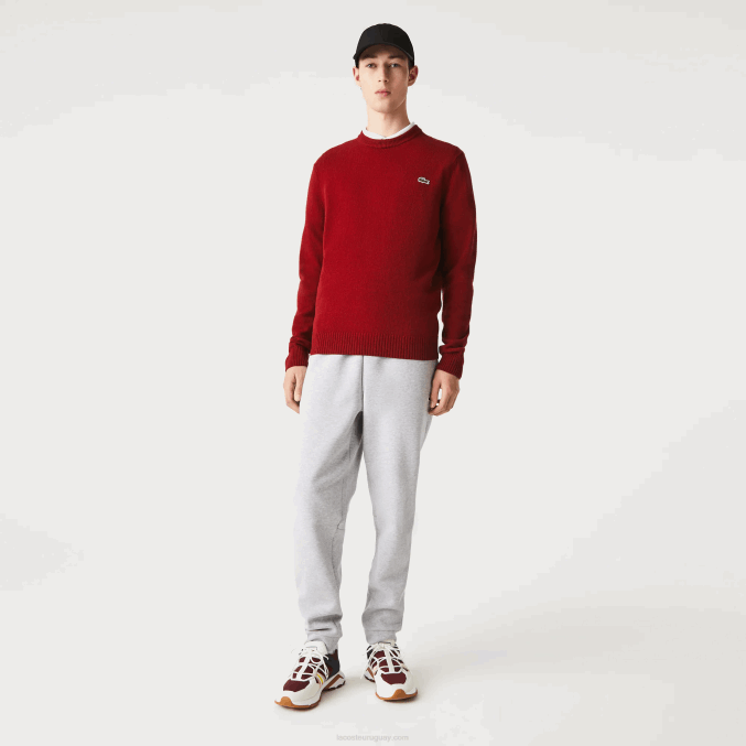 burdeos 476 VVL0A1408 hombres Lacoste jersey de lana con cuello redondo