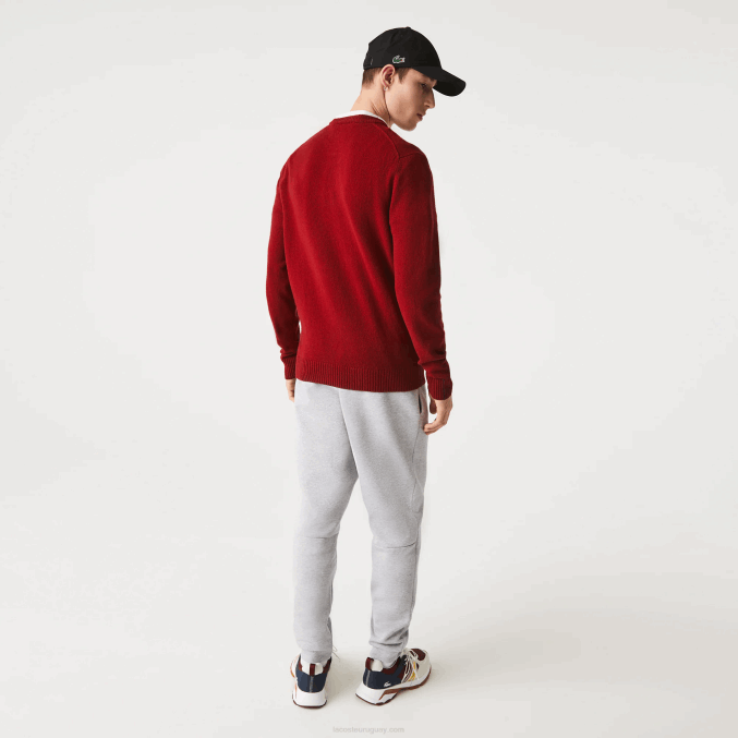 burdeos 476 VVL0A1408 hombres Lacoste jersey de lana con cuello redondo