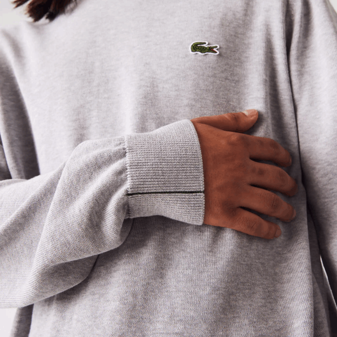 lomo gris cca VVL0A1452 hombres Lacoste jersey de algodón orgánico con cuello redondo