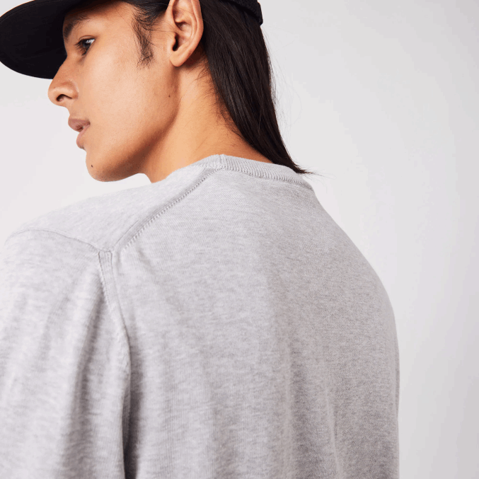 lomo gris cca VVL0A1452 hombres Lacoste jersey de algodón orgánico con cuello redondo