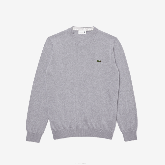 lomo gris cca VVL0A1452 hombres Lacoste jersey de algodón orgánico con cuello redondo