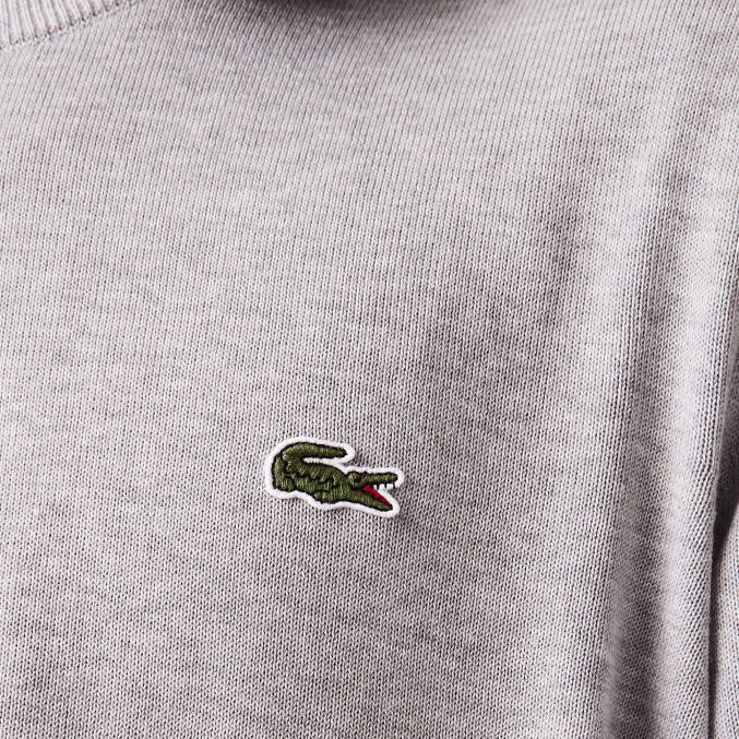 lomo gris cca VVL0A1452 hombres Lacoste jersey de algodón orgánico con cuello redondo