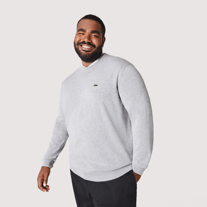 lomo gris cca VVL0A1452 hombres Lacoste jersey de algodón orgánico con cuello redondo