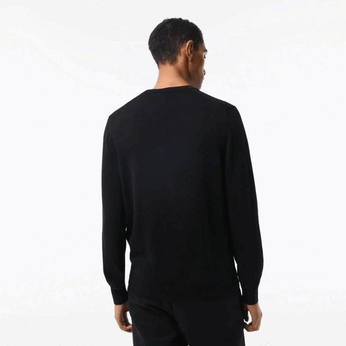 negro 031 VVL0A1323 hombres Lacoste jersey de algodón orgánico con cuello de pico