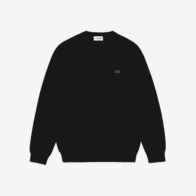 negro 031 VVL0A1323 hombres Lacoste jersey de algodón orgánico con cuello de pico