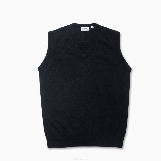 negro 031 VVL0A1543 hombres Lacoste chaleco de cachemira