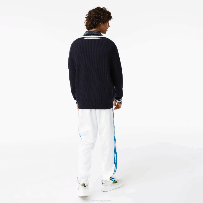 negro/blanco hhh VVL0A1378 hombres Lacoste suéter con insignia de cómic