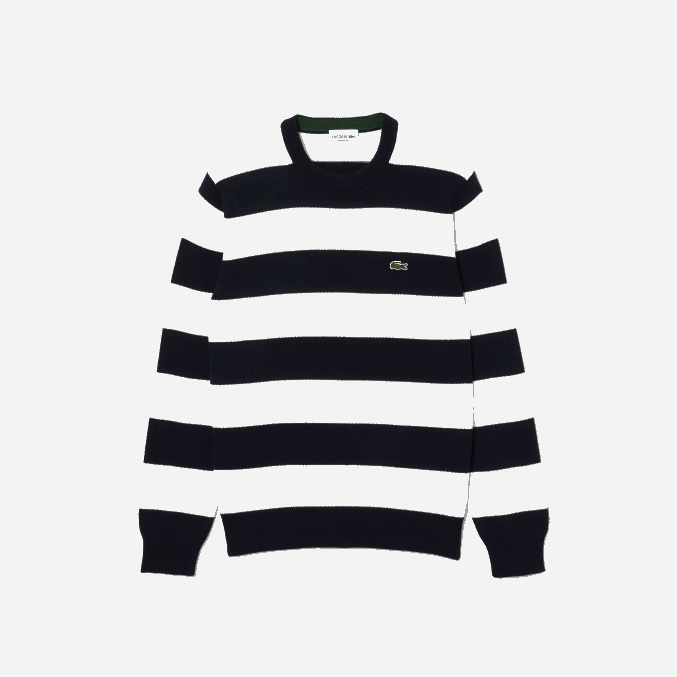 negro/blanco hhh VVL0A439 hombres Lacoste jersey de punto de algodón orgánico a rayas