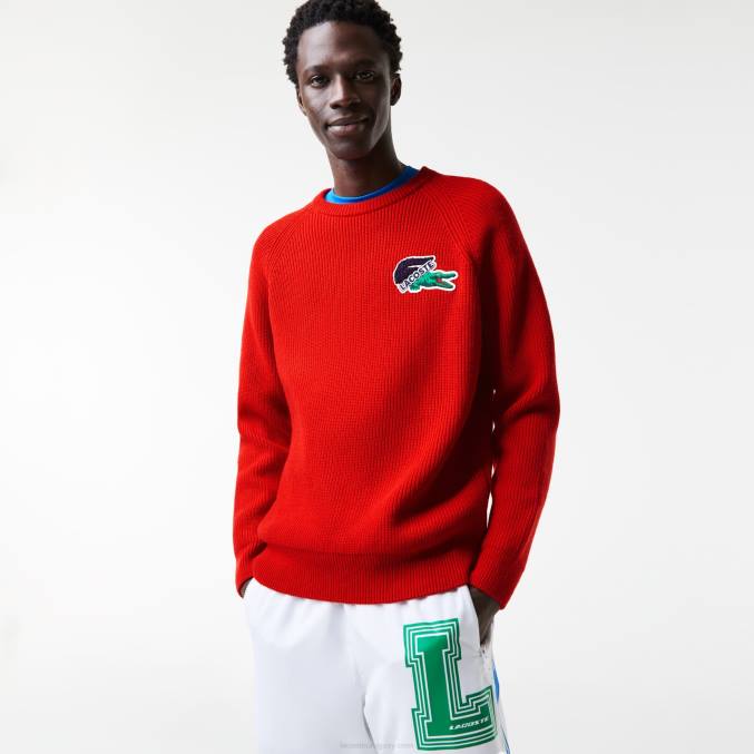 rojo 240 VVL0A1382 hombres Lacoste suéter de cocodrilo