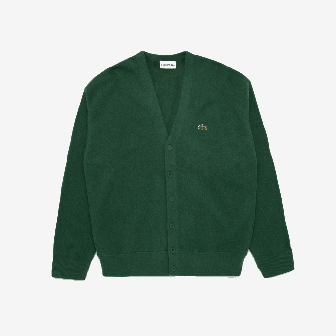 verde 132 VVL0A1606 hombres Lacoste cárdigan de lana con botones tono sobre tono